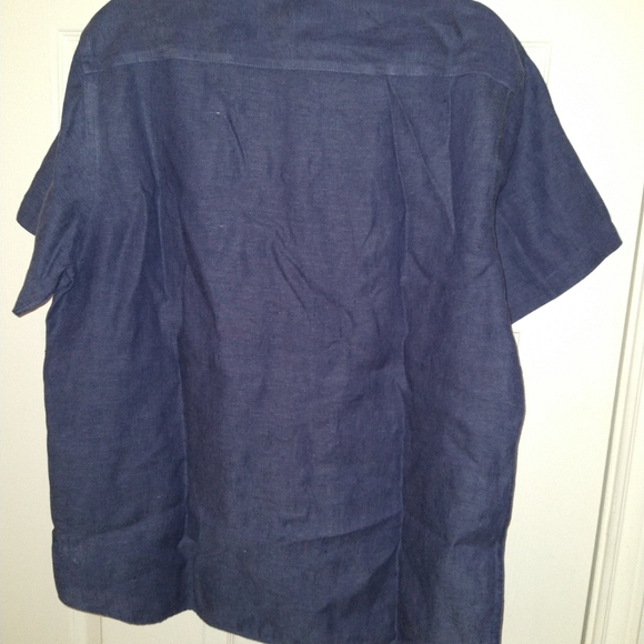 UNTUCKit Cameron WR 100% Linen Short Sleeve Button Up Shirt Men's sz Large. - Picture 2 of 6